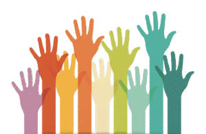 Hands raised to honor volunteers